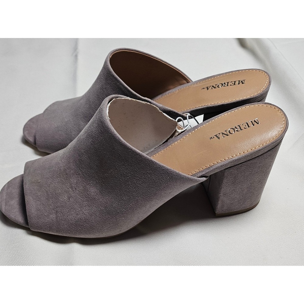 Merona DIDI Gray Suede Block Heel Mule Shoes Women's Size 8.5 New - Picture 4 of 14